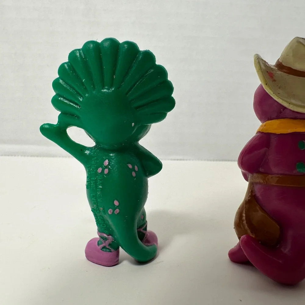 Vintage 1993 Barney The Lyons Group PVC Figures Lot Cowboy Firefighter 3pc